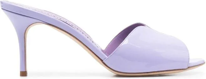 Manolo Blahnik 80mm leather mules Purple