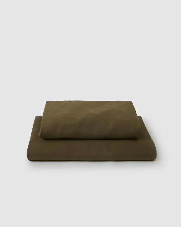 Marcel Linen Sheet Set - Moss