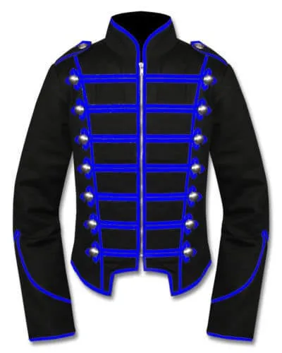 Men's Black Blue Military Marching Band Drummer Jacket | Kilt and Jacks