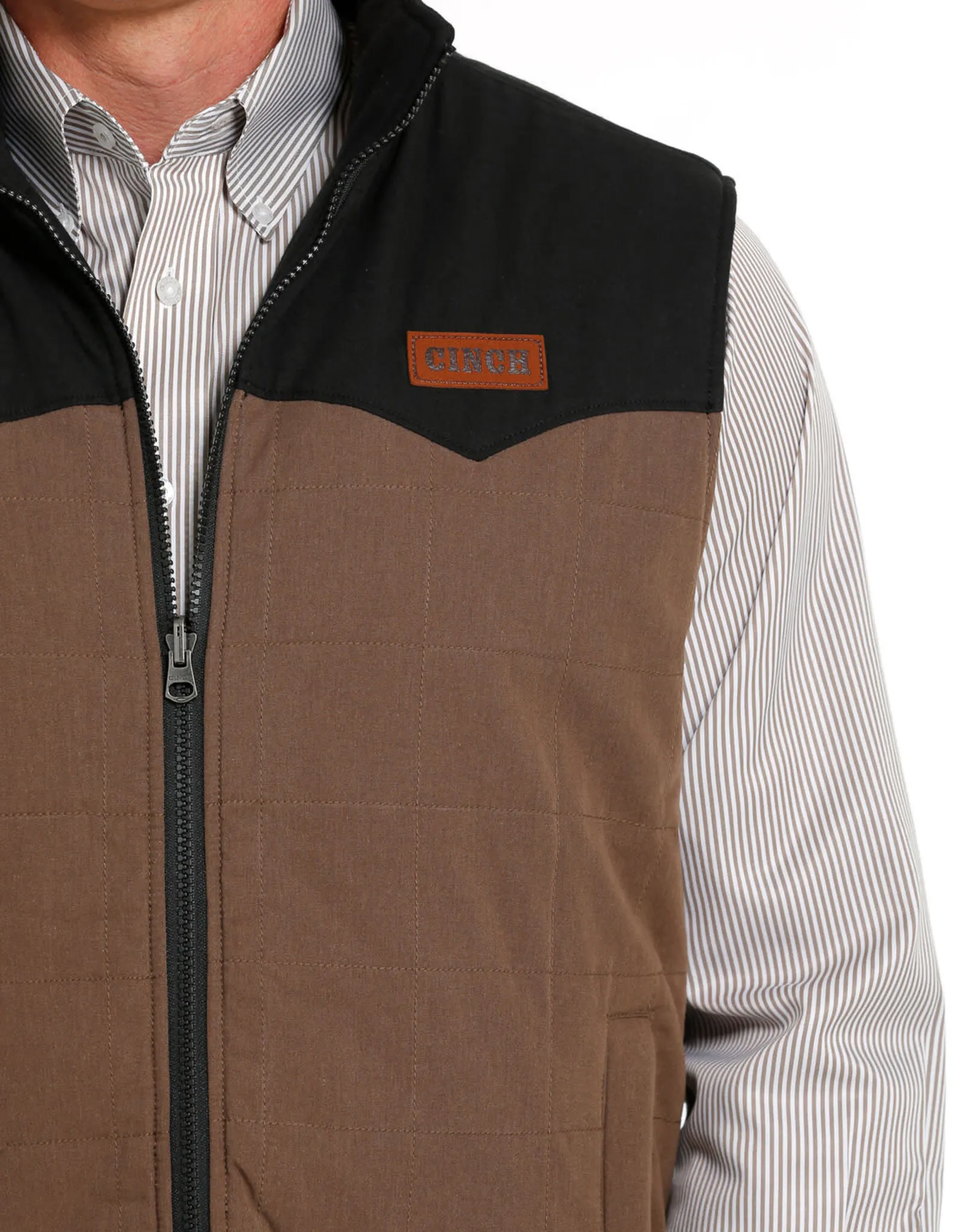 Mens Brown And Black  Cinch Reversible Wooly Canvas Western Vest