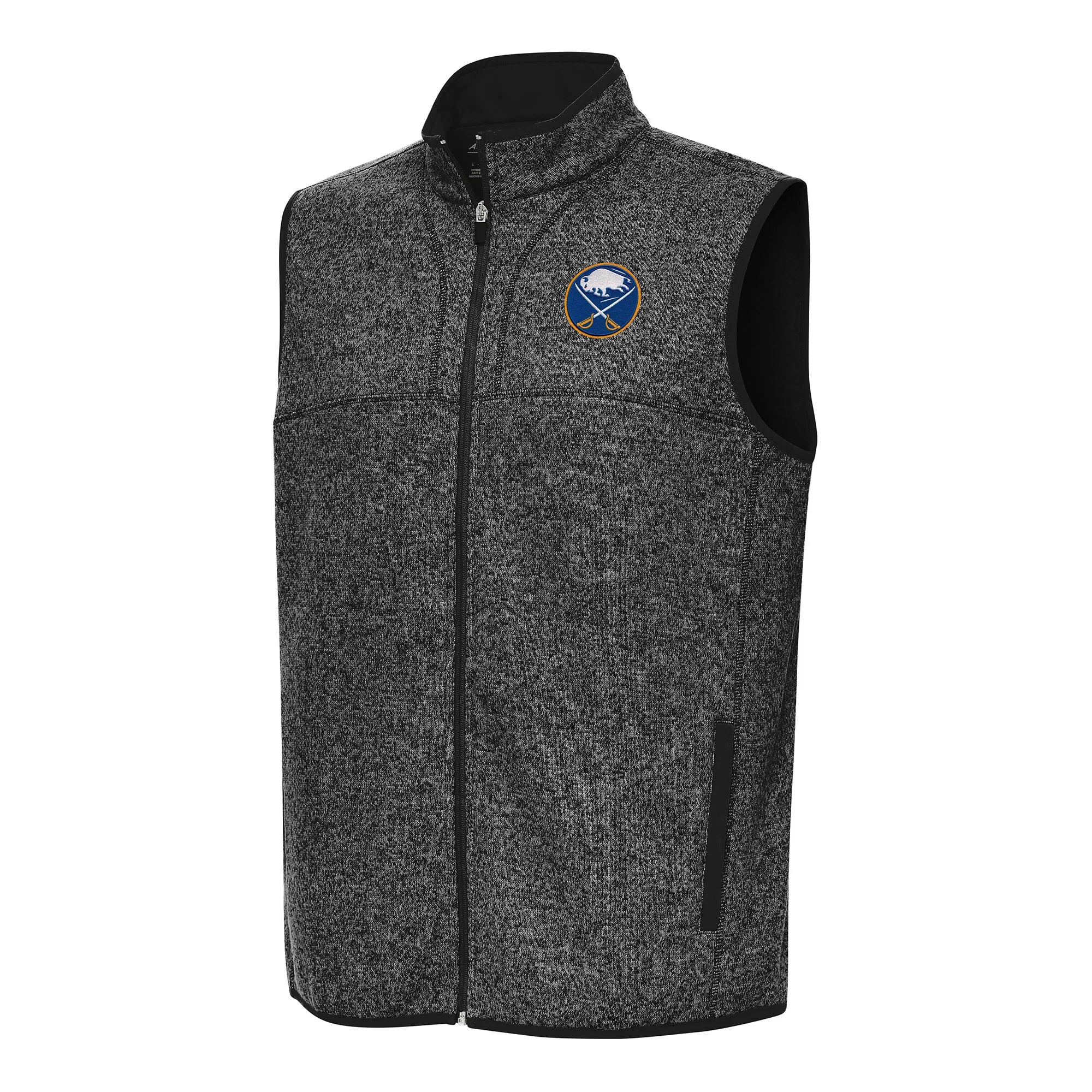 Men's Buffalo Sabres Antigua Heather Black Fortune Full-Zip Vest