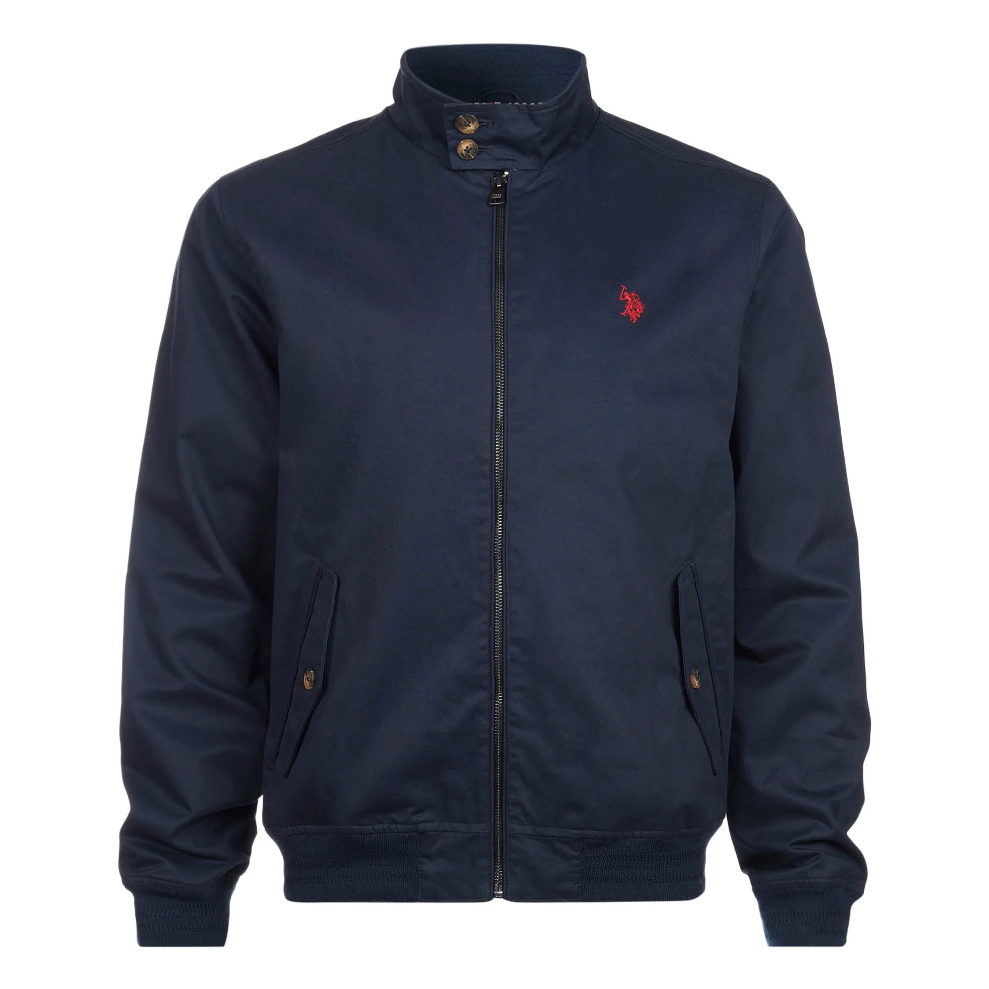 Mens Cotton Twill Harrington Jacket in Dark Sapphire Navy / Haute Red DHM