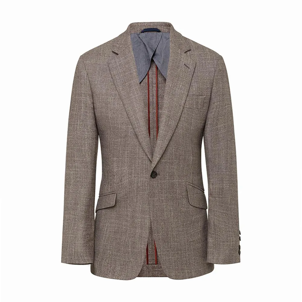 Men's Hackett, Mayfair Wool, Silk & Cashmere Texture Jacket in Brown