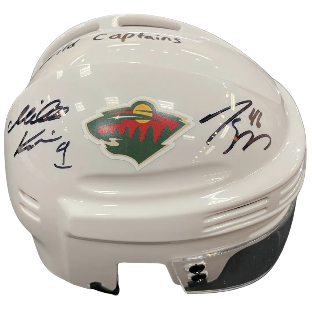 Mikko Koivu and Jared Spurgeon Autographed Minnesota Wild Mini Helmet w/ Wild Captains Inscription (Numbered Edition)