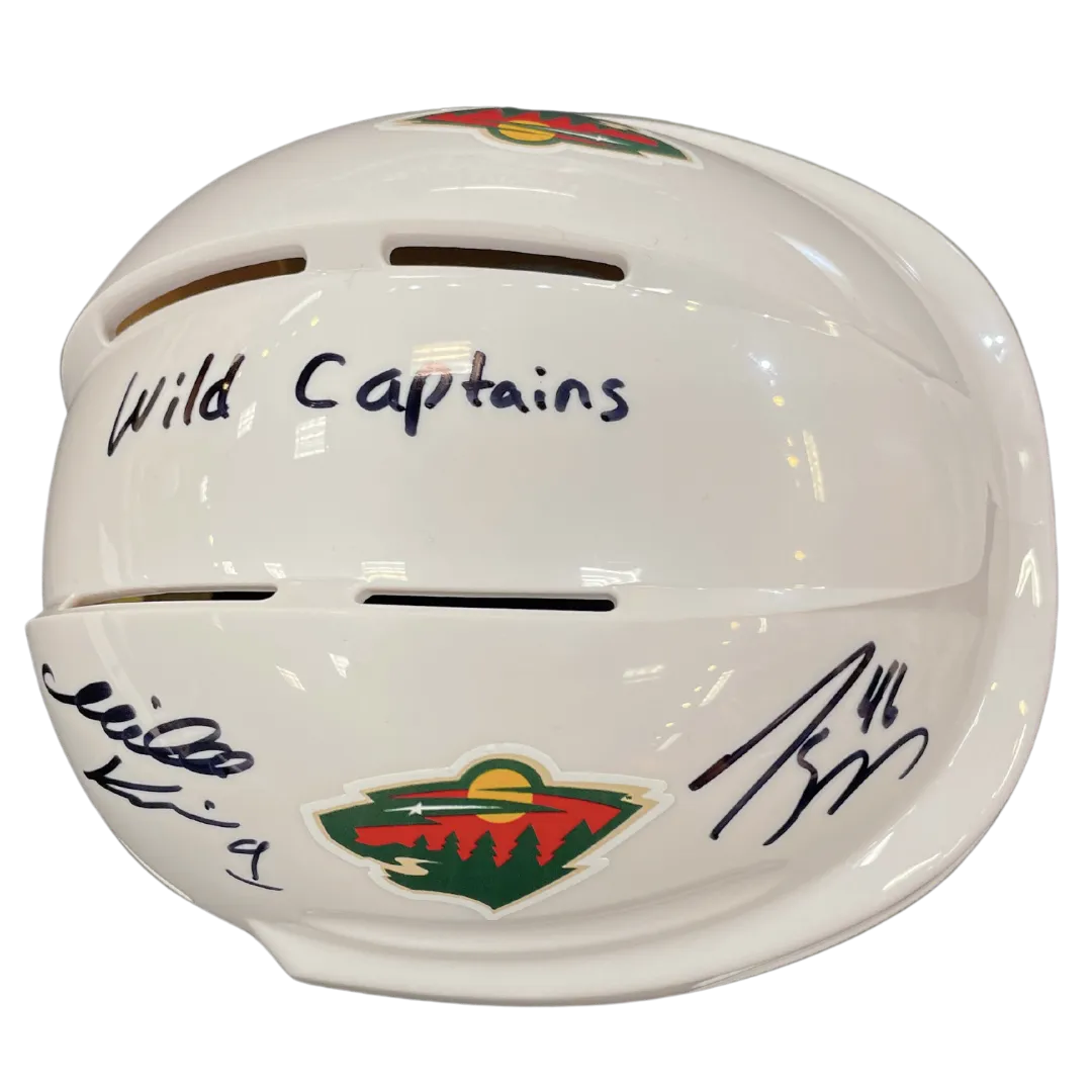 Mikko Koivu and Jared Spurgeon Autographed Minnesota Wild Mini Helmet w/ Wild Captains Inscription (Numbered Edition)