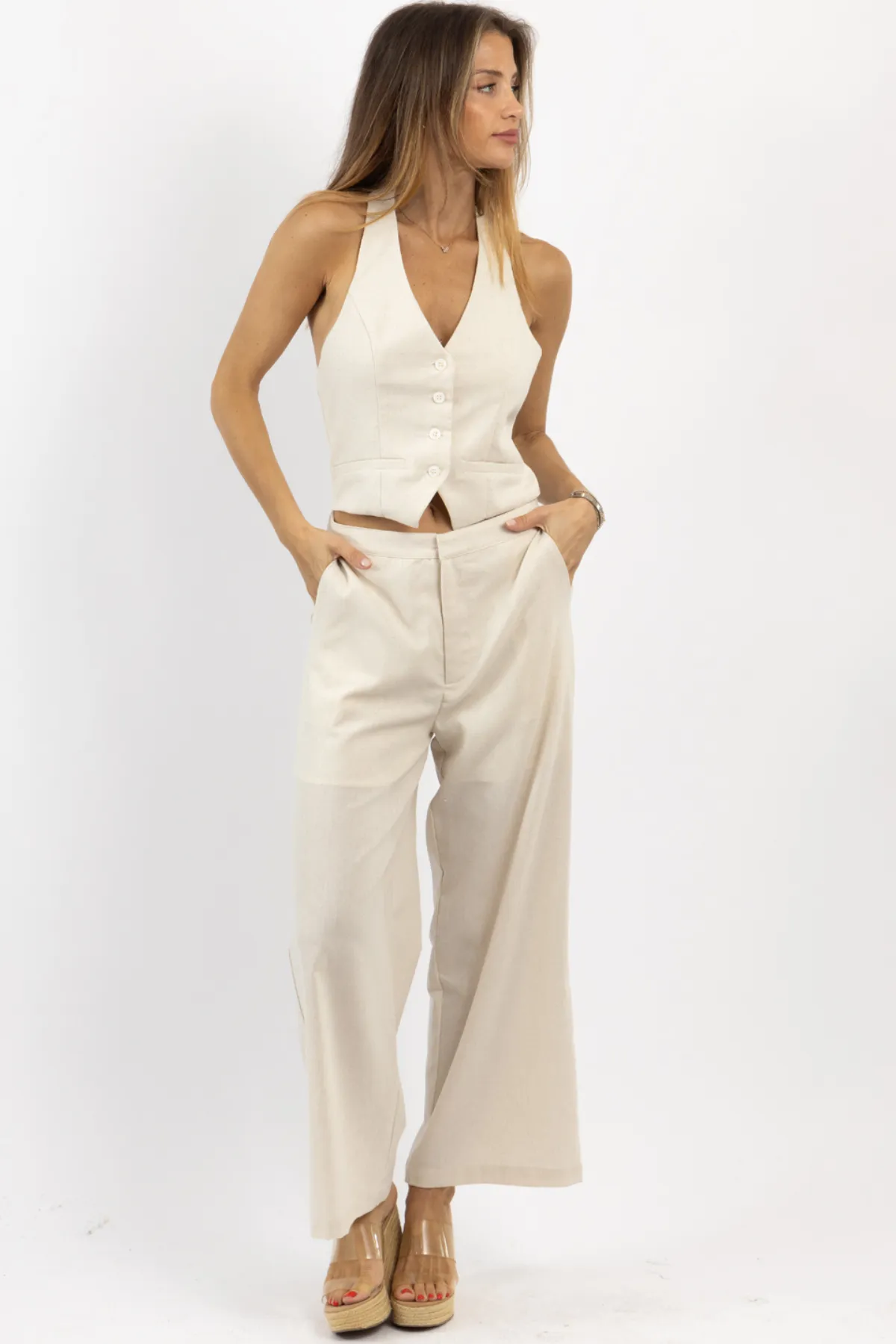 MILO OATMEAL VEST JUMPSUIT