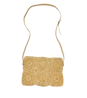 Mimi Flower Crochet Straw Crossbody Bag with Tassel Zipper Pull