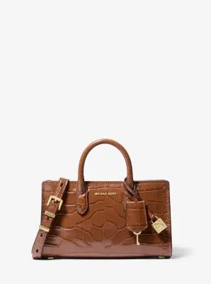 MK Scarlett Extra-Small Crocodile Embossed Leather Crossbody Bag - Brown - Michael Kors