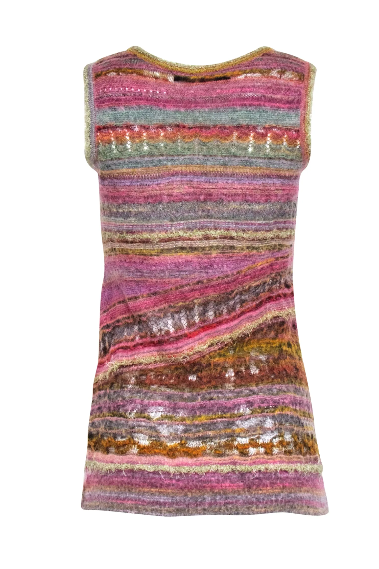 M.&Kyoko - Pink Multi-Color Frayed Sleeveless Top Sz XS/S