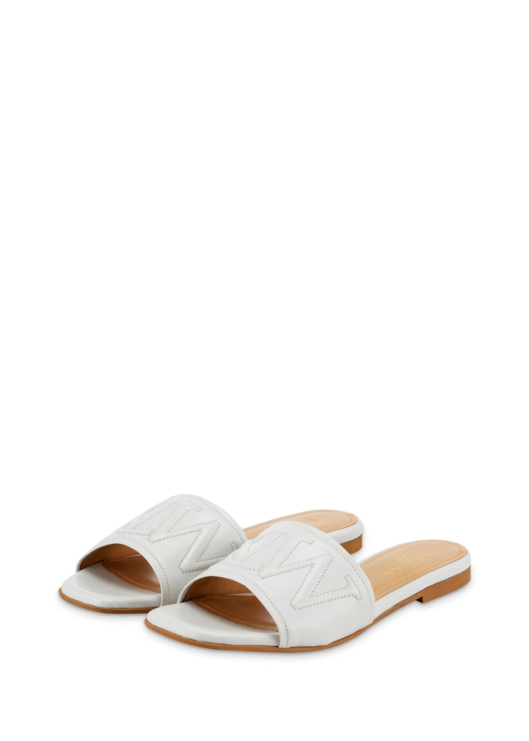 Monogram slide sandals - LAUREWI NCW in Cream