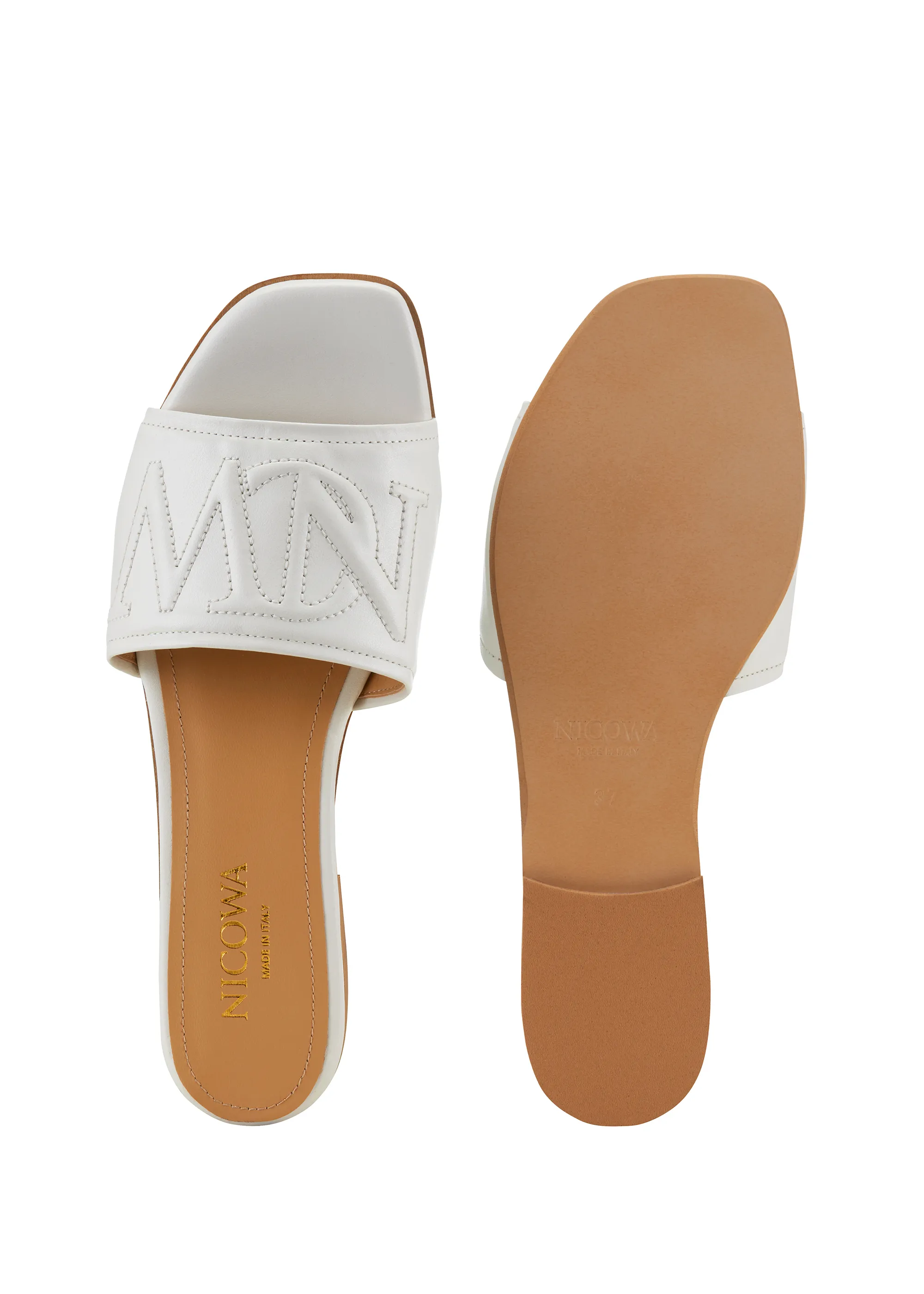 Monogram slide sandals - LAUREWI NCW in Cream