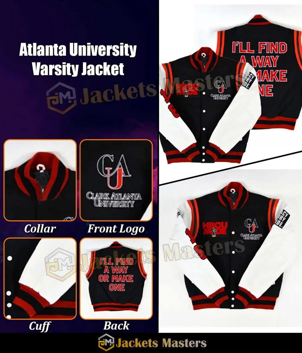 Motto 2.0 Clark Atlanta University Varsity White and Black Jacket