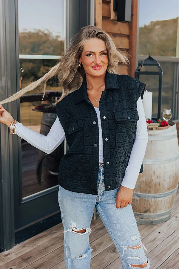 Mountain Lodge Cutie Quilted Vest in Black