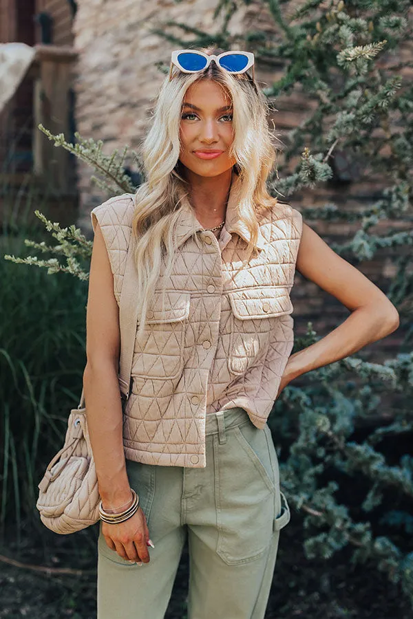 Mountain Lodge Cutie Quilted Vest in Iced Latte