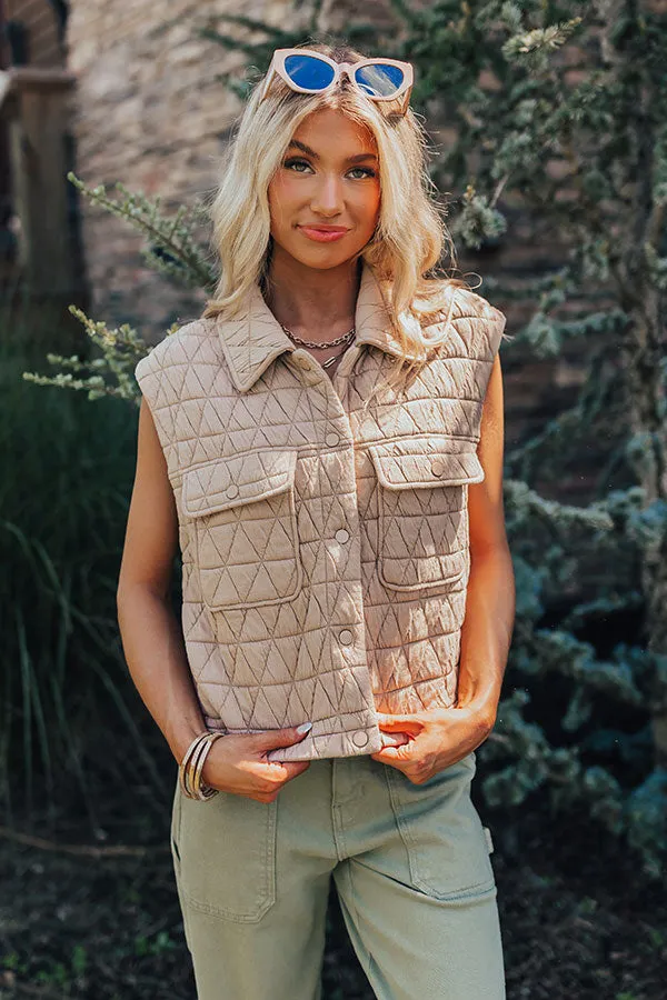 Mountain Lodge Cutie Quilted Vest in Iced Latte