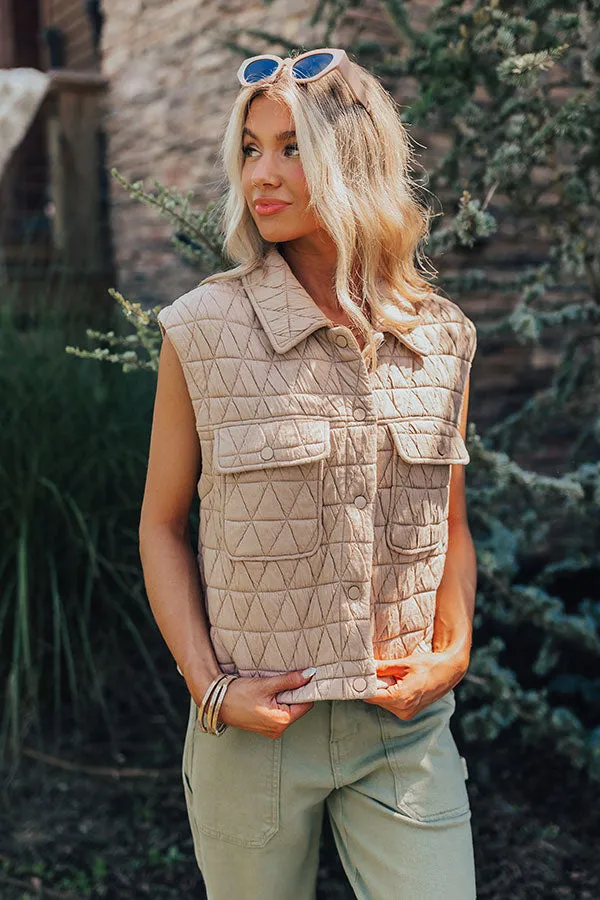 Mountain Lodge Cutie Quilted Vest in Iced Latte