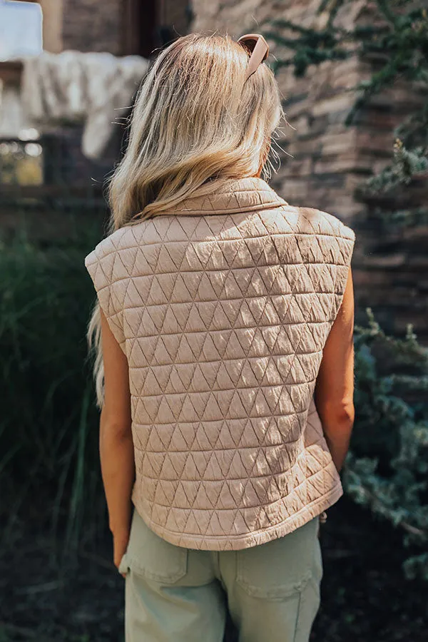 Mountain Lodge Cutie Quilted Vest in Iced Latte