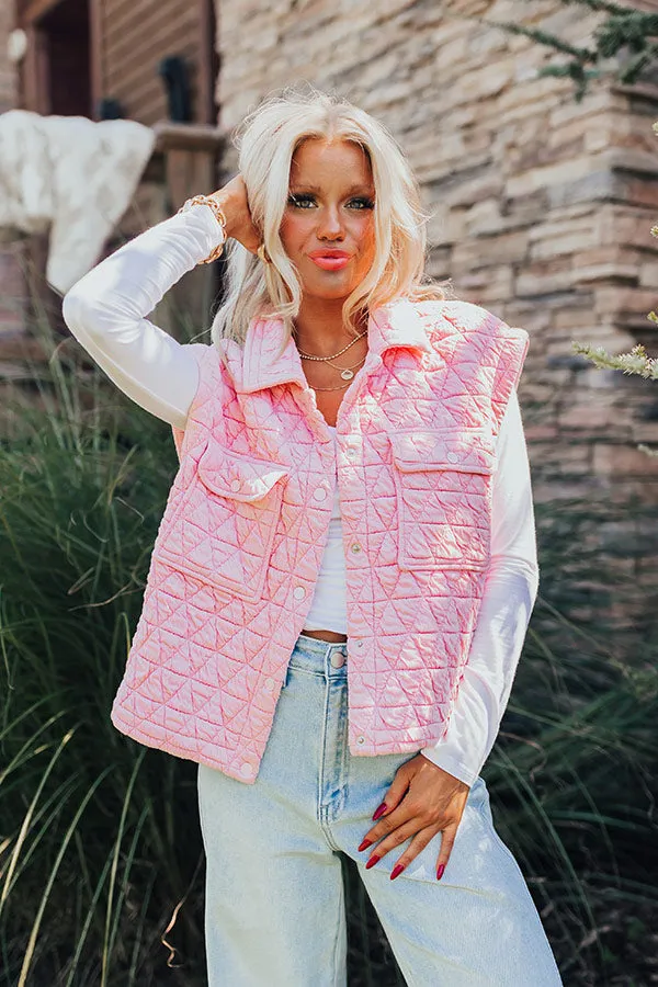 Mountain Lodge Cutie Quilted Vest in Pink