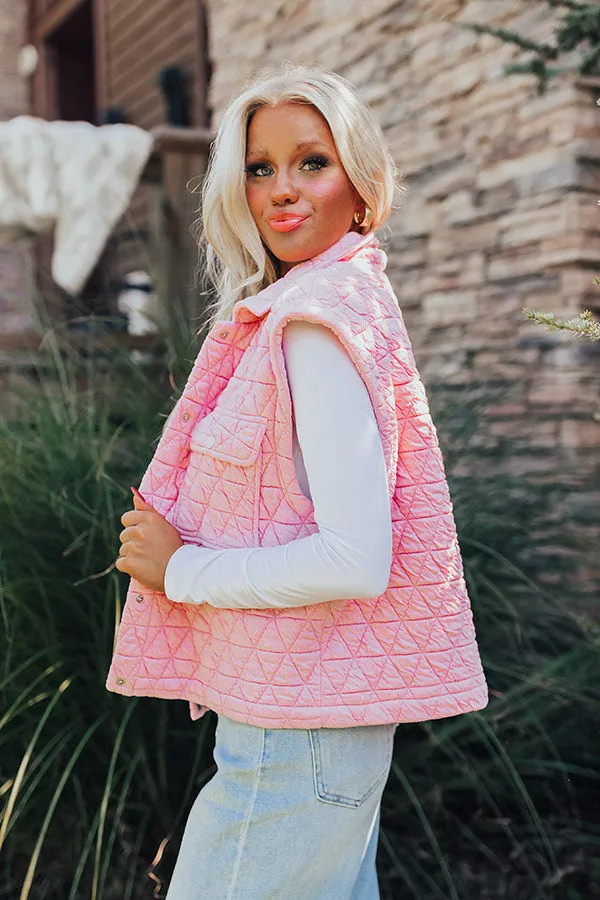 Mountain Lodge Cutie Quilted Vest in Pink