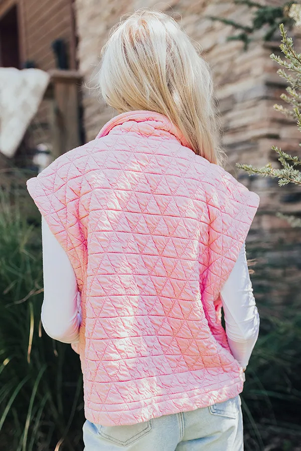 Mountain Lodge Cutie Quilted Vest in Pink