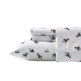 Nautica Penguin Toss Print King Flannel Sheet Set Seaweed Heather