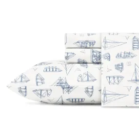 Nautica Whitewood Sail Twin Xl Sheet Set Naval Blue