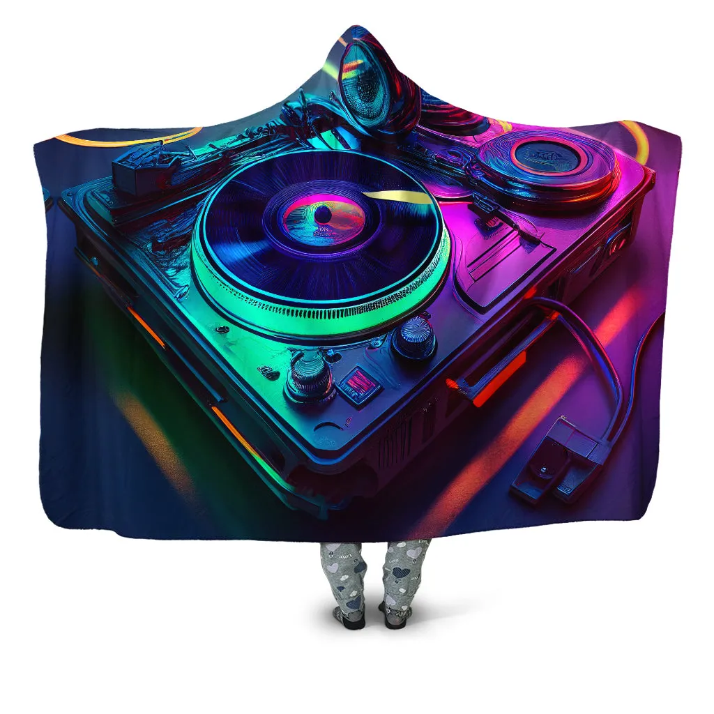 Neon Turntables Hooded Blanket