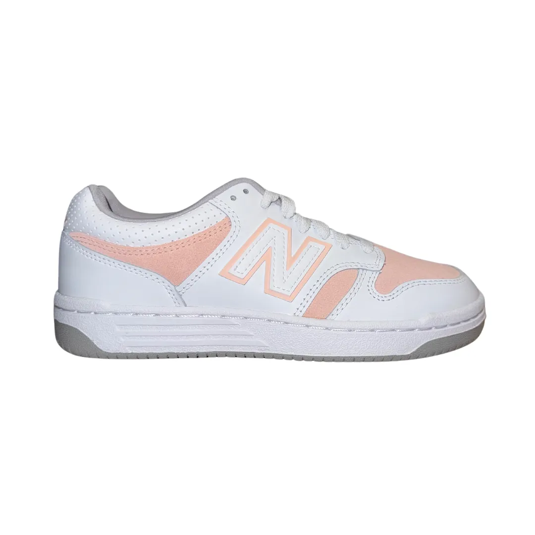 NEW BALANCE GSB480VP 480 JR'S (Medium) White/Pink Synthetic & Leather Lifestyle Shoes