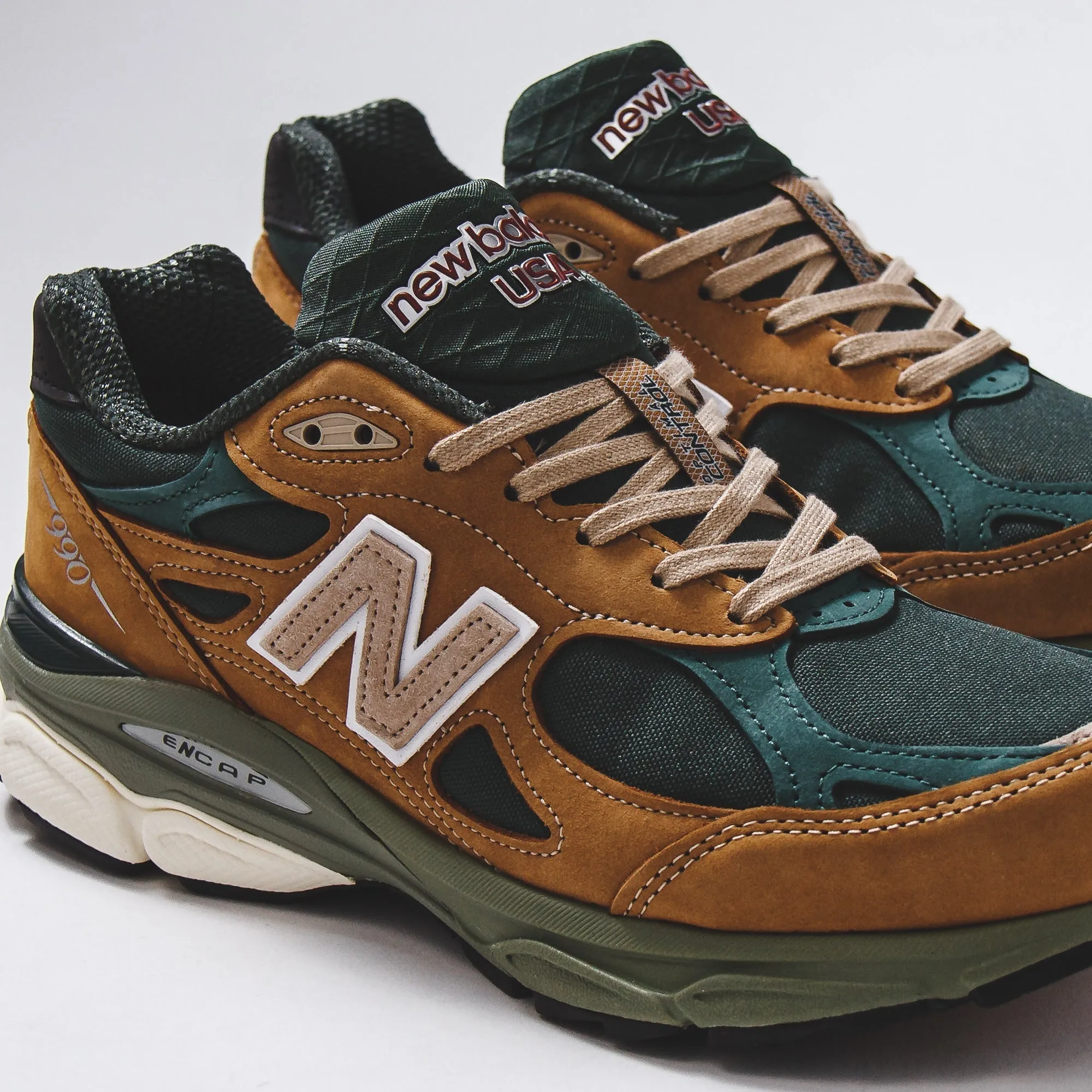 New Balance Men 990v3 Tan Green Made In USA M990WG3