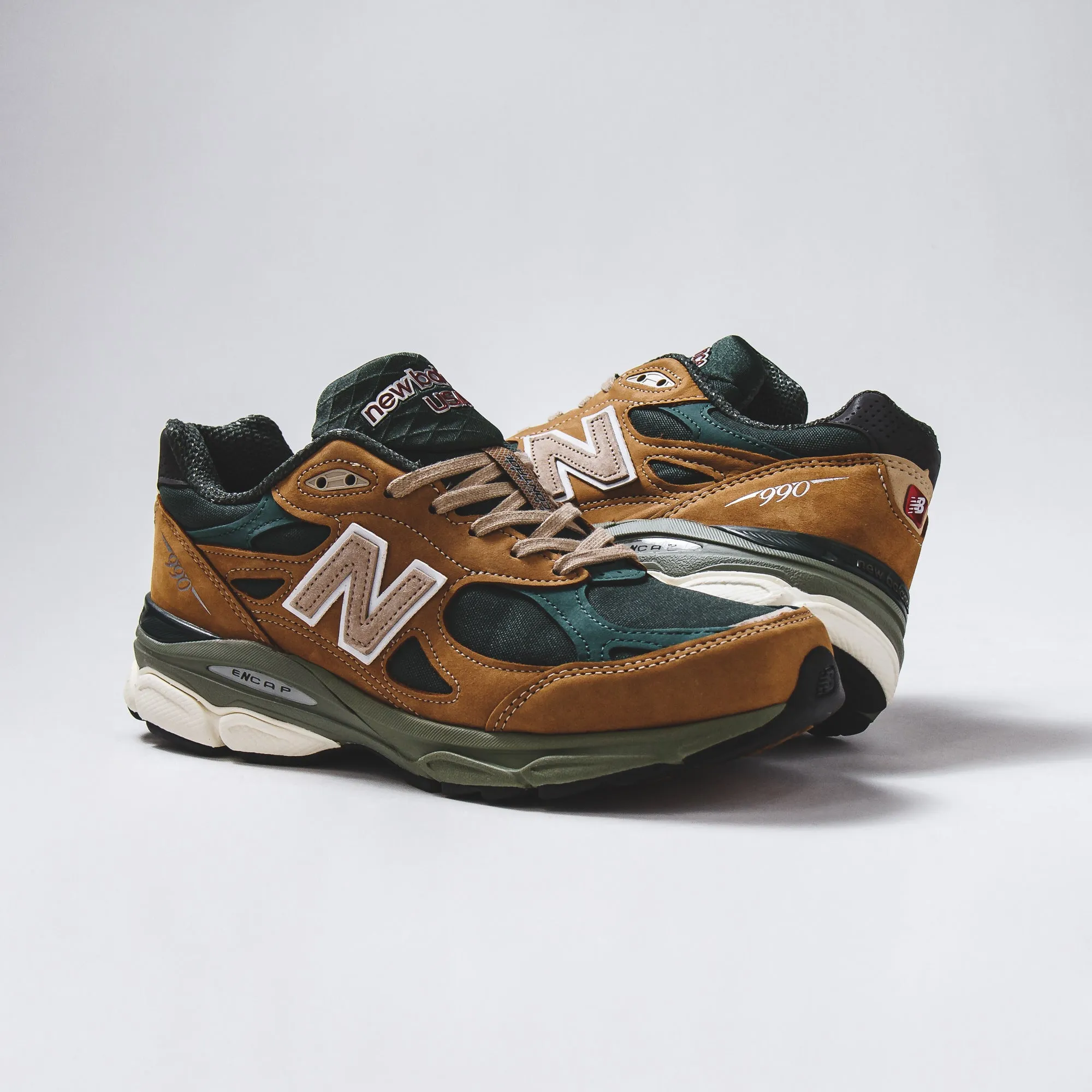 New Balance Men 990v3 Tan Green Made In USA M990WG3