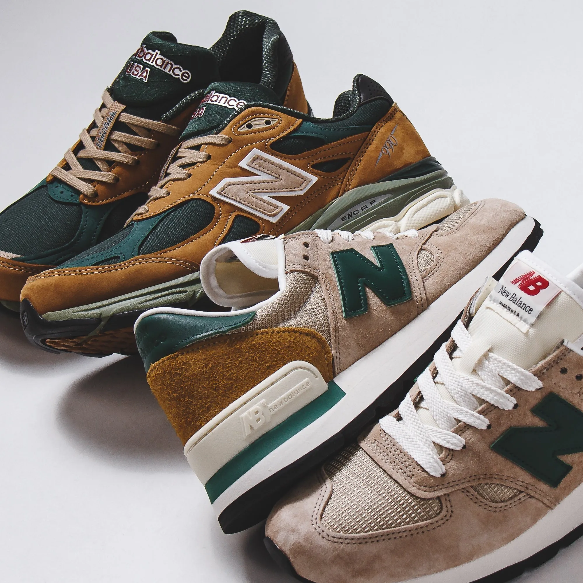 New Balance Men 990v3 Tan Green Made In USA M990WG3