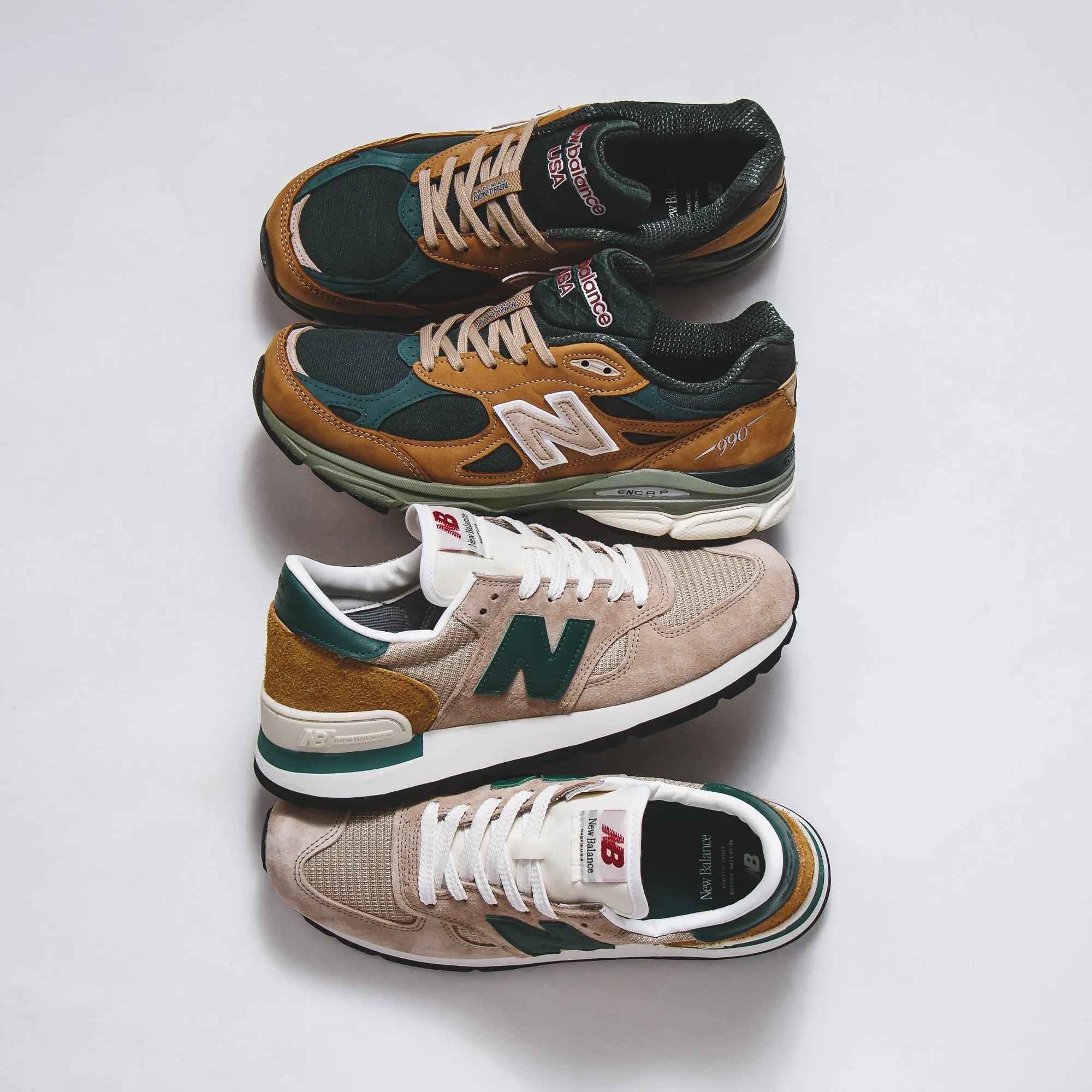 New Balance Men 990v3 Tan Green Made In USA M990WG3