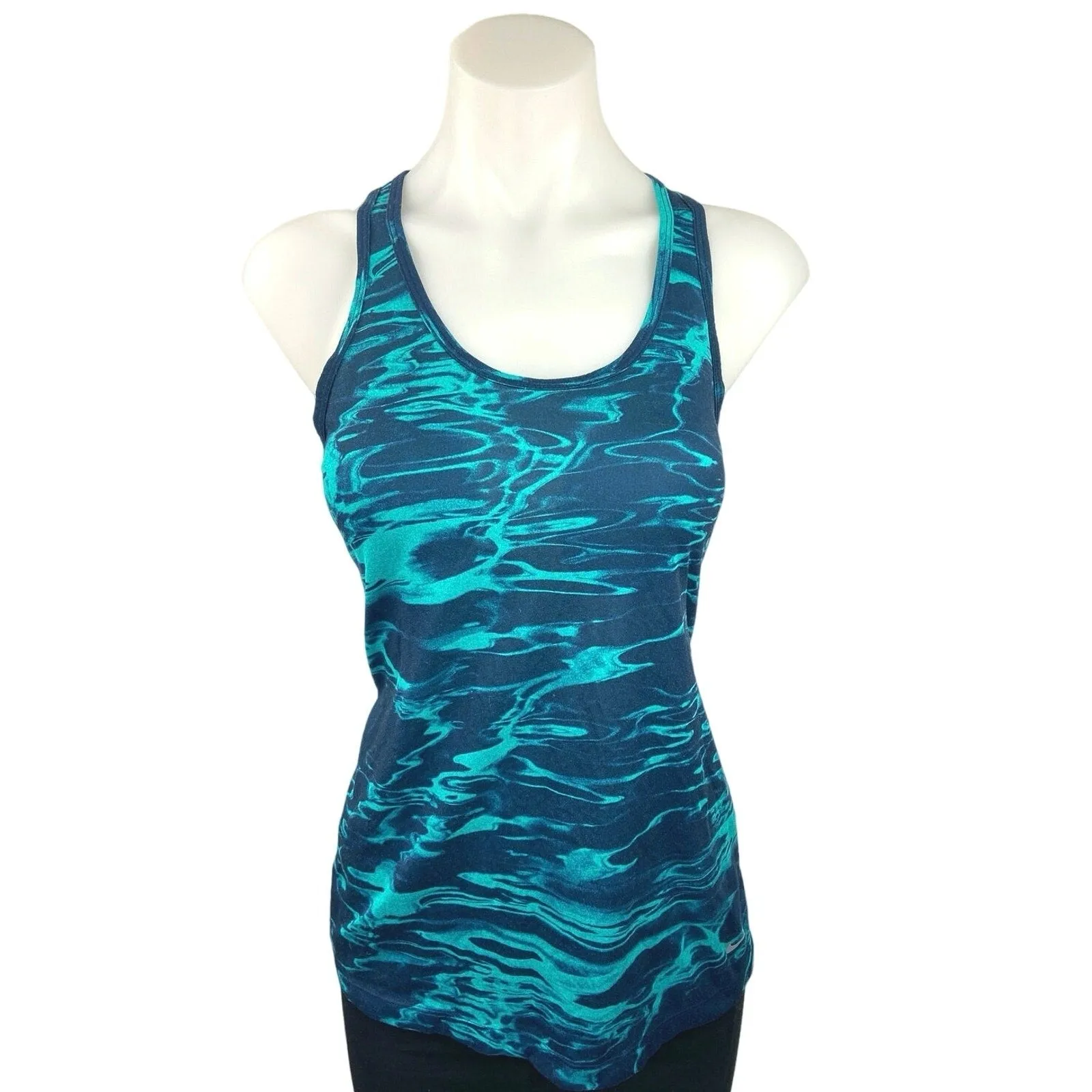 Nike Dri-Fit Blue Racer Back Sleeveless Scoop Neck Active Yoga Tank Top Size L