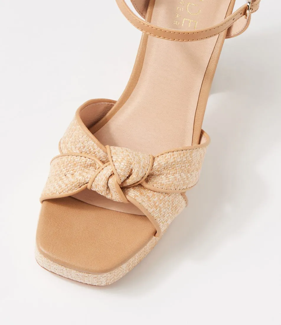 NUDE Bella Natural Tan Raffia Sandals