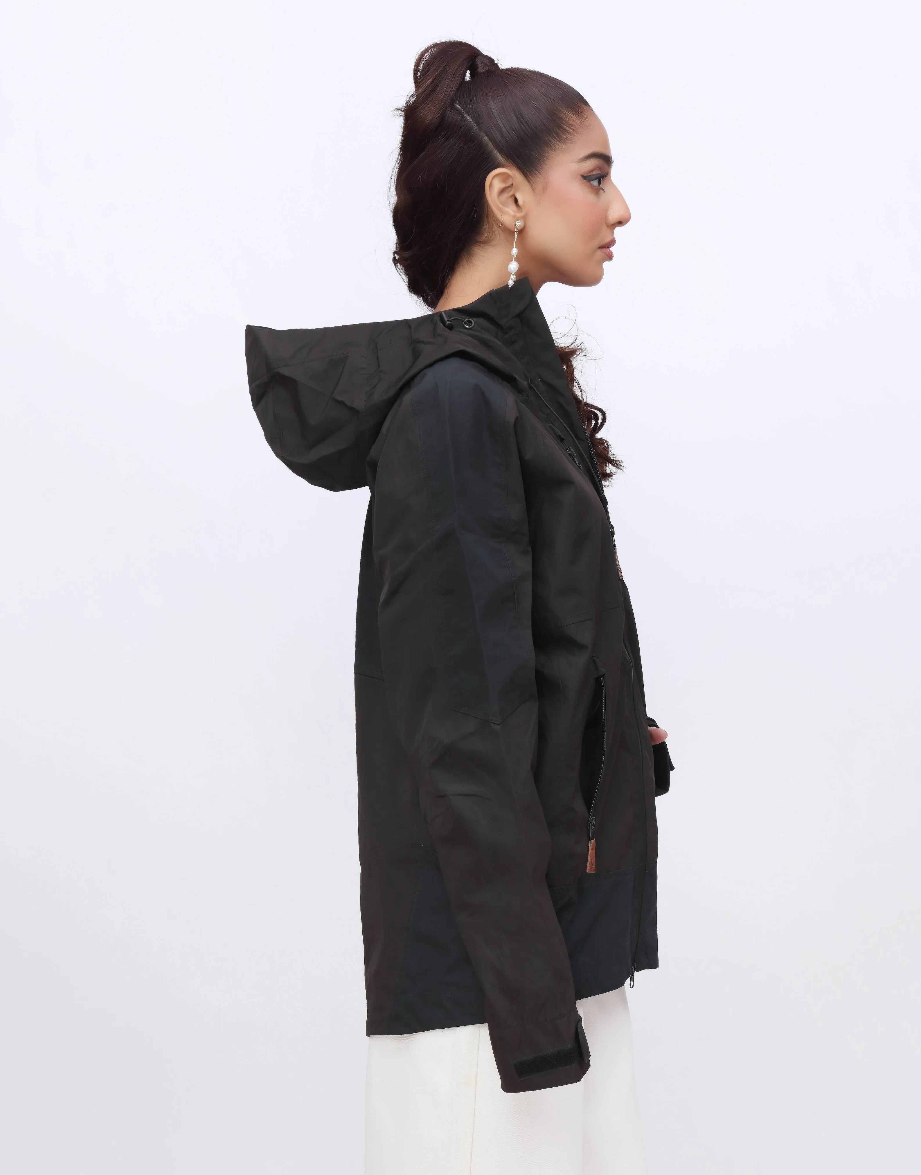 Parachute Hoodie Jacket-Black