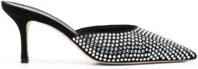 Paris Texas Hollywood 75mm crystal-embellished mules Black