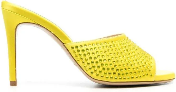 P.A.R.O.S.H. 105mm crystal-embellished mules Yellow