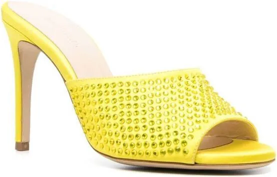 P.A.R.O.S.H. 105mm crystal-embellished mules Yellow