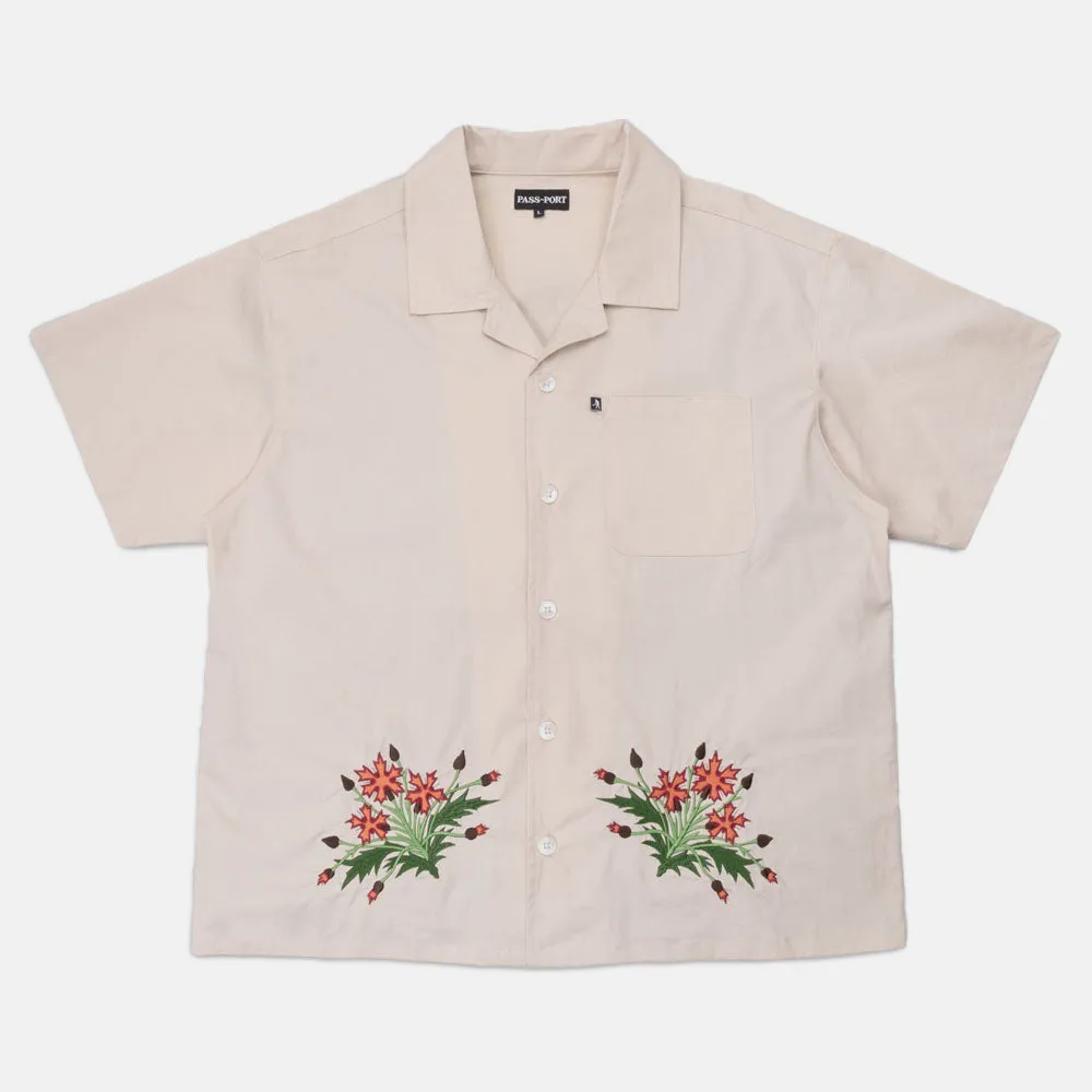 Pass Port Skateboards - Bloom Embroidered Short Sleeve Shirt - Cream