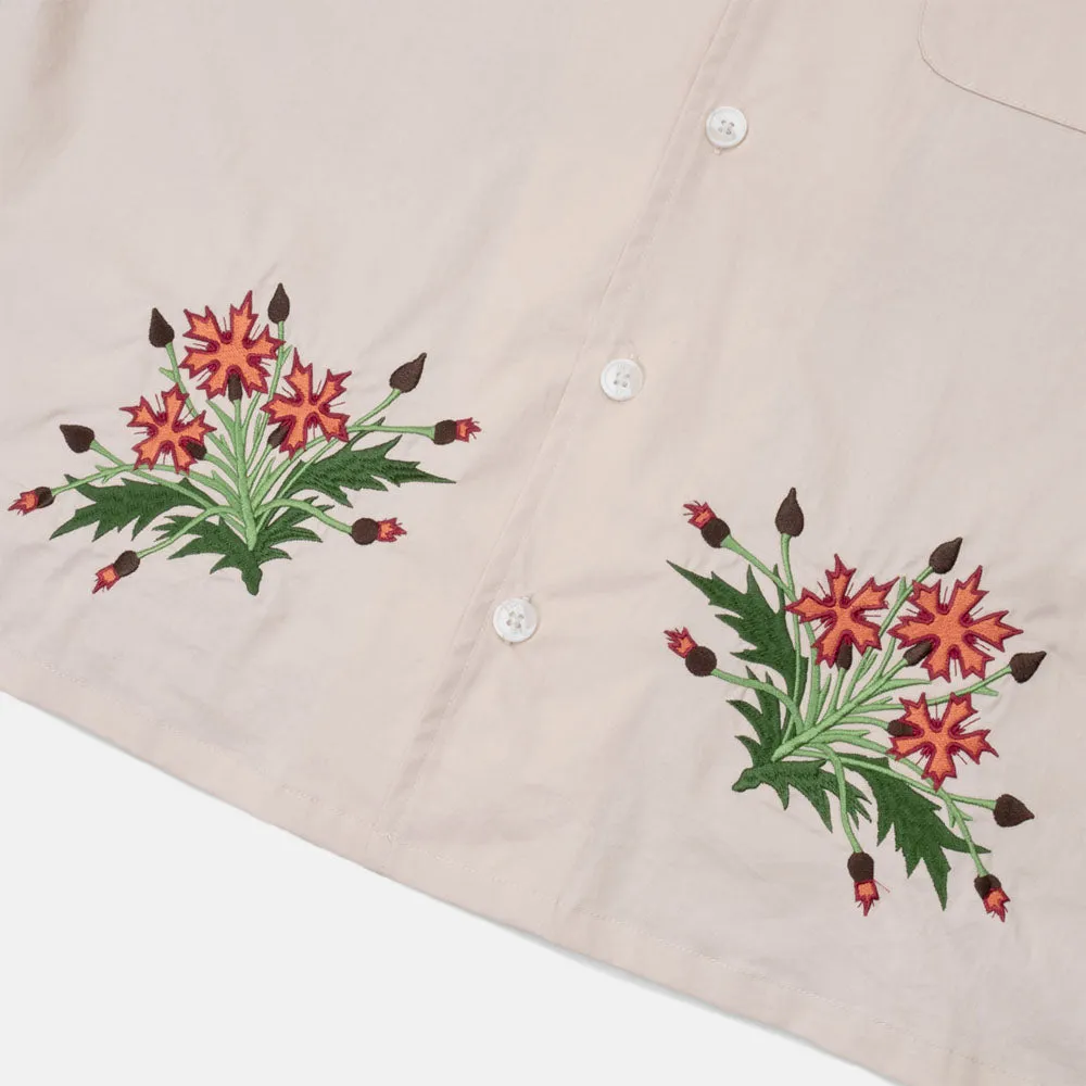 Pass Port Skateboards - Bloom Embroidered Short Sleeve Shirt - Cream