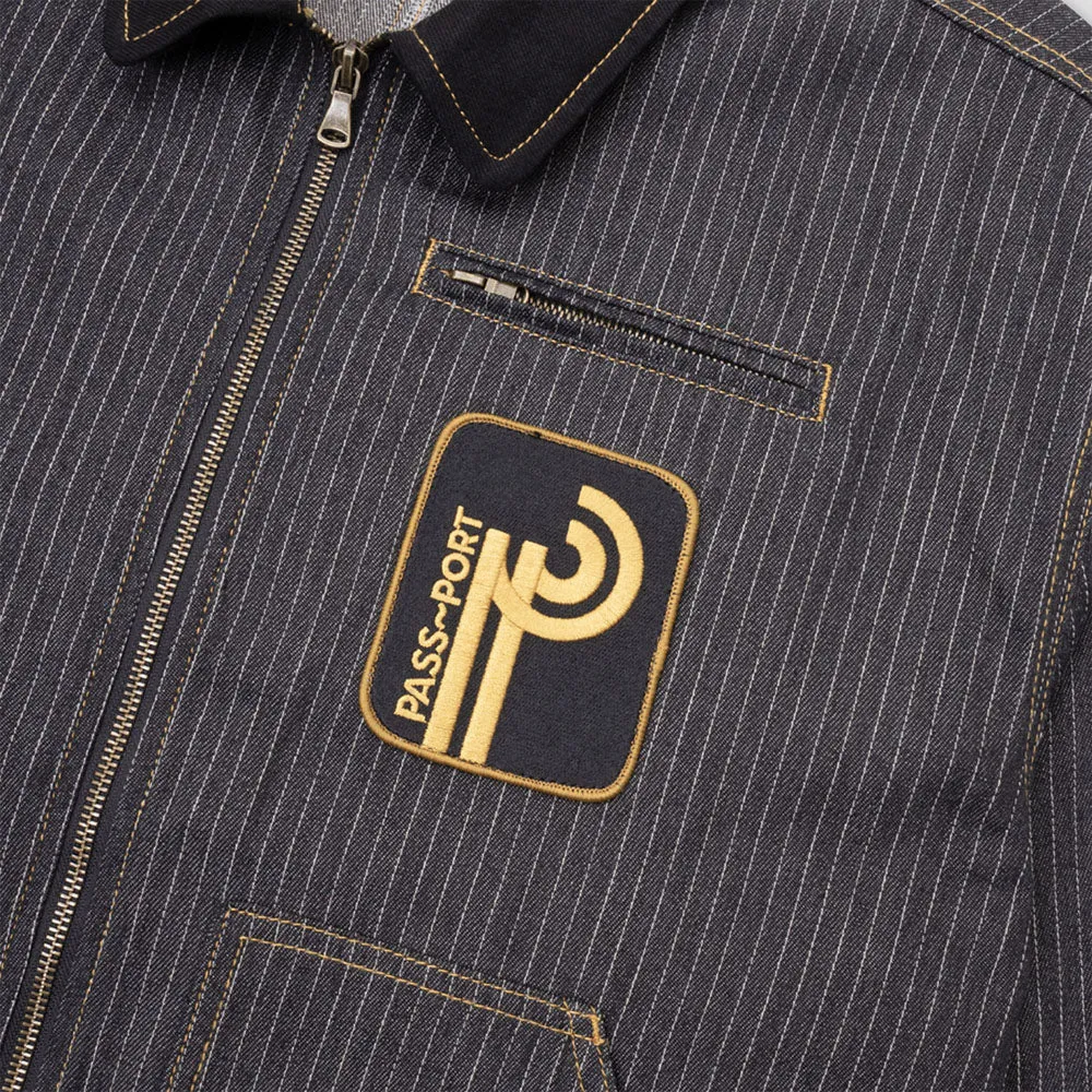 Pass Port Skateboards - Long Con Striped Denim Packers Jacket - Black