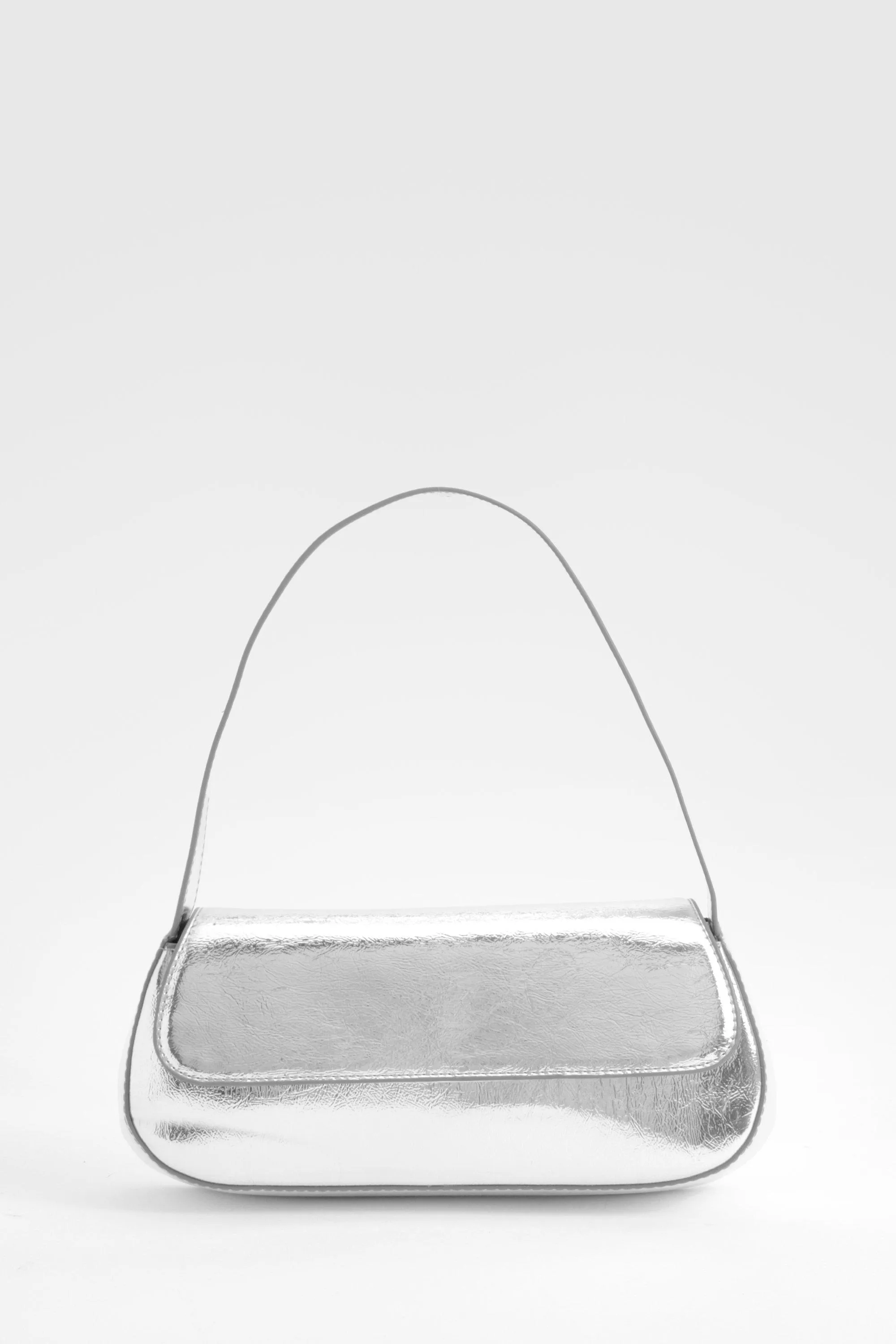 Patent Structured Foldover Shoulder Bag