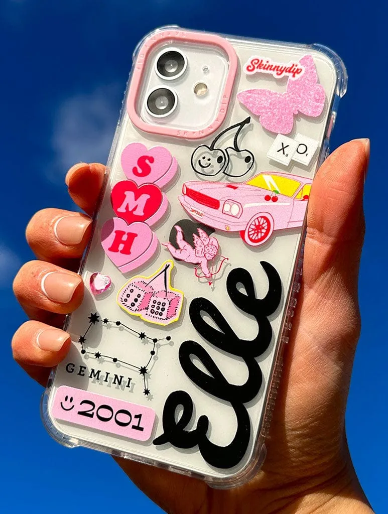 Personalised Clear Shock iPhone Case With Pink Camera Hole