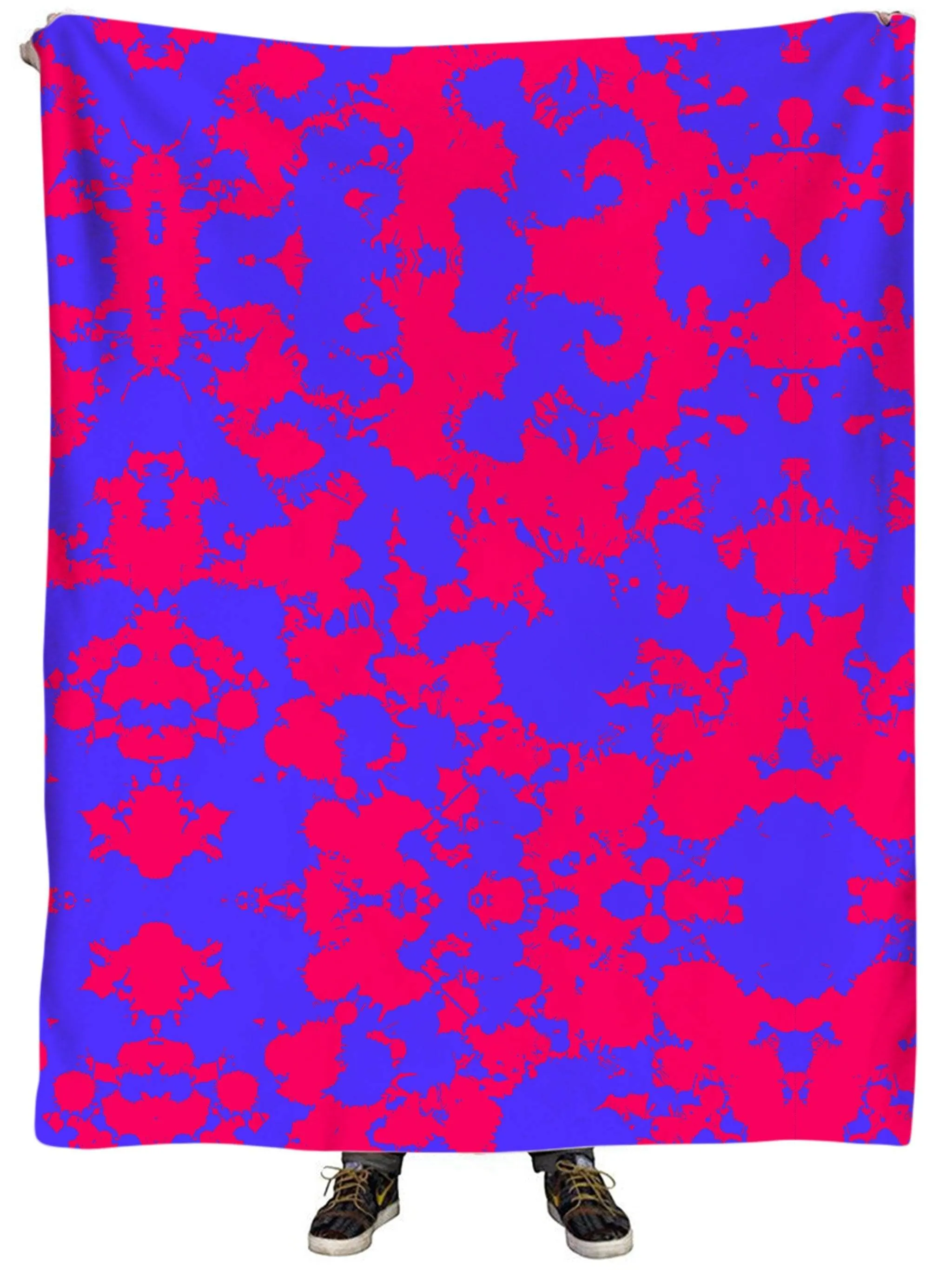 Pink and Violet Paint Splatter Plush Blanket