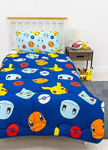 Pokemon Badges 10.5 Tog Single Coverless Duvet Cover Set | Kaleidoscope