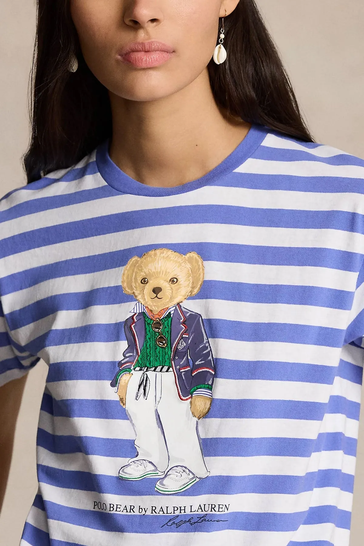 Polo Ralph Lauren Straight Fit izgili Yuvarlak Yaka Polo Bear T-shirt