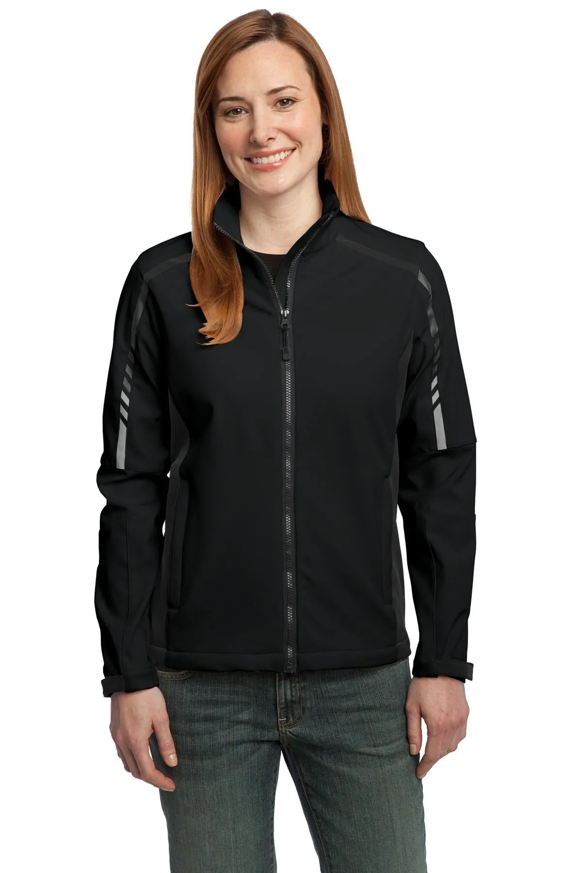 Port Authority Ladies Embark Soft Shell Jacket L307 Black/Deep Grey