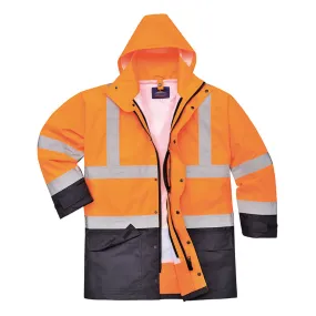 PortWest Class 3 Hi Vis 5-in-1 Executive Jacket Orange Navy US768ONR