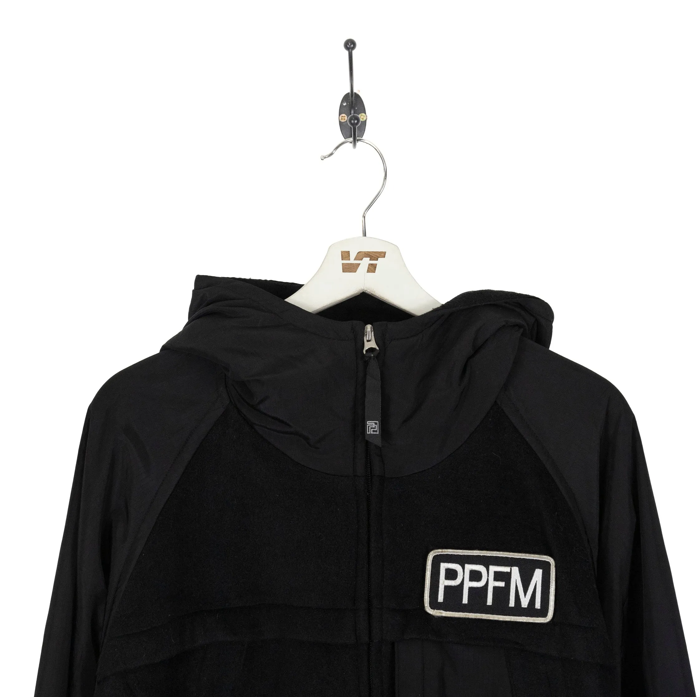 PPFM Nylon Fleece Zip-Up Logo Badge Hooded Jacket