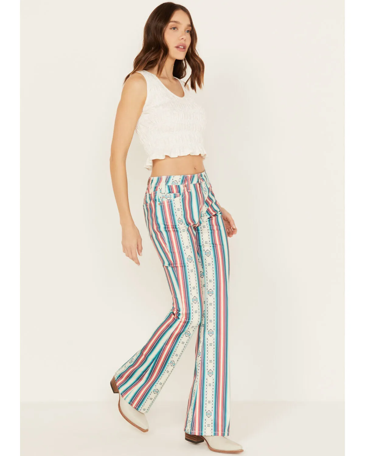 Product Name:  Hooey by Rock & Roll Denim Women's High Rise Striped Flare Jeans